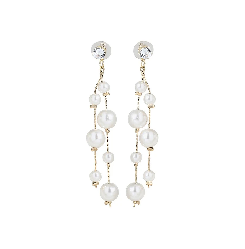 Sohi Women's White Drop Earrings