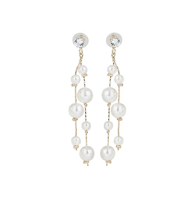 Sohi Women's White Drop Earrings