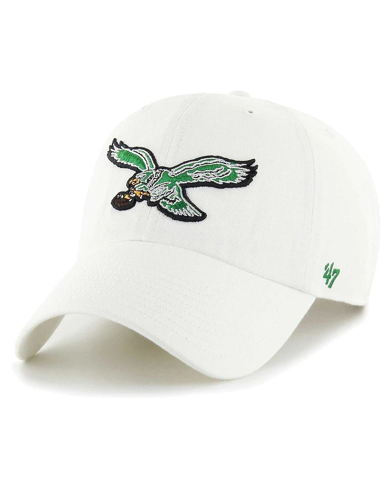 Men's '47 Brand White Distressed Philadelphia Eagles Gridiron Classics Clean Up Legacy Adjustable Hat