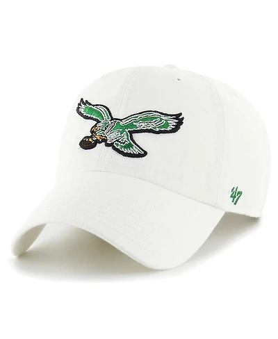 Men's '47 Brand White Distressed Philadelphia Eagles Gridiron Classics Clean Up Legacy Adjustable Hat