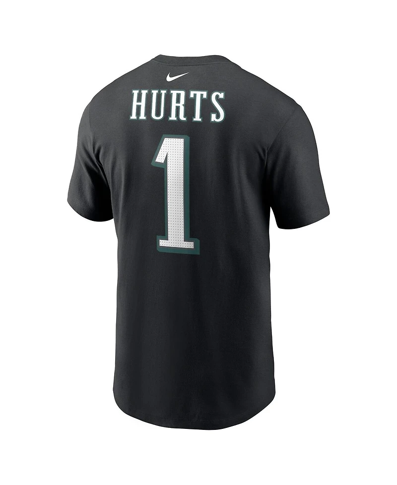 Men's Nike Jalen Hurts Black Philadelphia Eagles Player Name and Number T-shirt