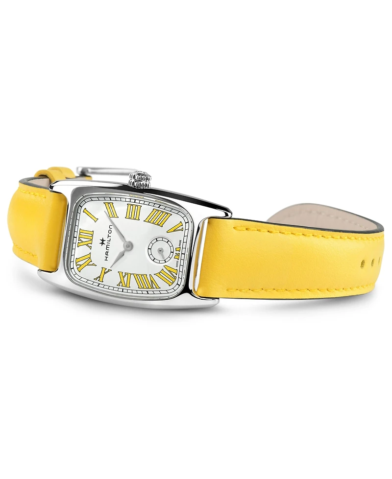 Hamilton Women's Swiss American Classic Small Second Yellow Leather Strap Watch 24x27mm