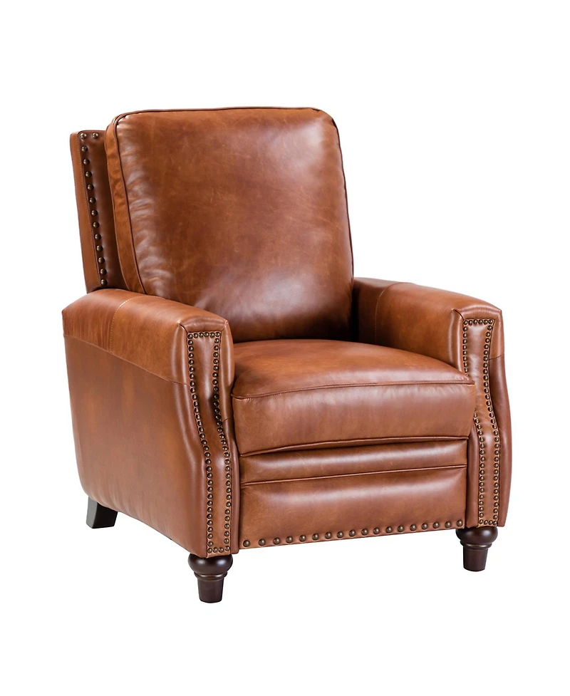 Bellino Modern Genuine Leather Recliner with Nailhead Trim