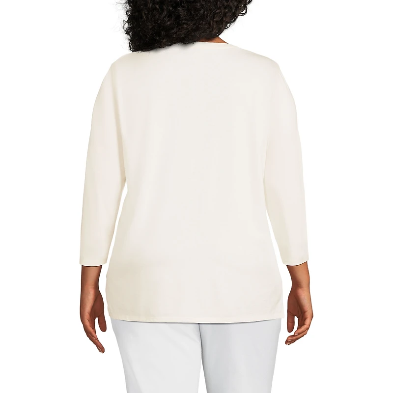 Lands' End Women's Plus 3/4 Sleeve Cotton Supima Tunic