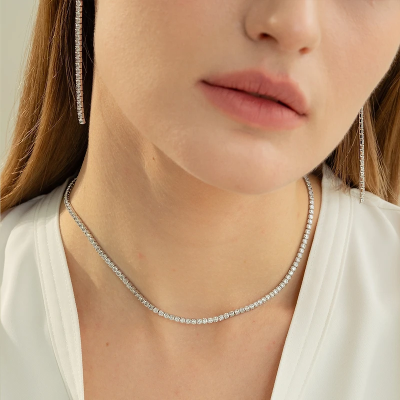 Sterling Silver 18k Gold Plated Cherie Tennis Necklace, Elegant