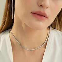 Sterling Silver 18k Gold Plated Cherie Tennis Necklace, Elegant