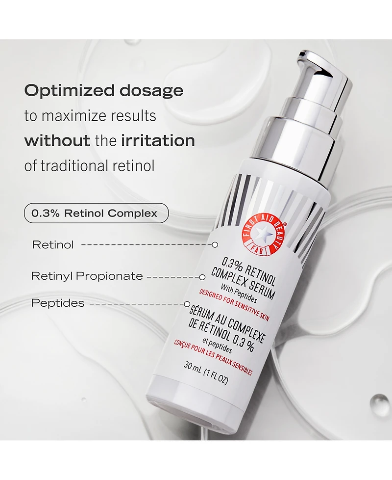 First Aid Beauty 0.3% Retinol Complex Serum With Peptides, 1 oz.