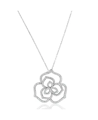 Suzy Levian New York Suzy Levian Sterling Silver Cubic Zirconia Open Wild Flower Pendant Necklace
