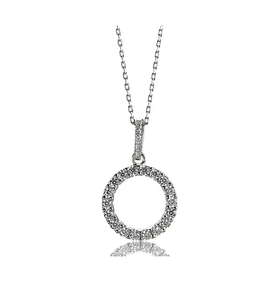 Suzy Levian Sterling Silver Cubic Zirconia Mini Circle Pendant