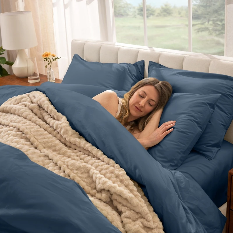 Bare Home Organic Cotton Percale Duvet Cover Set Full/Queen