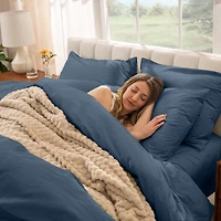 Bare Home Organic Cotton Percale Duvet Cover Set Full/Queen