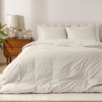 Bare Home Organic Cotton Percale Duvet Cover Set Full/Queen