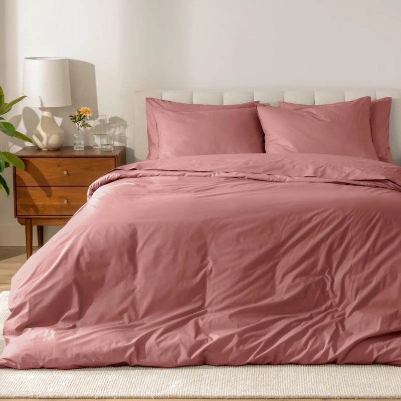 Bare Home Organic Cotton Percale Duvet Cover Set Full/Queen