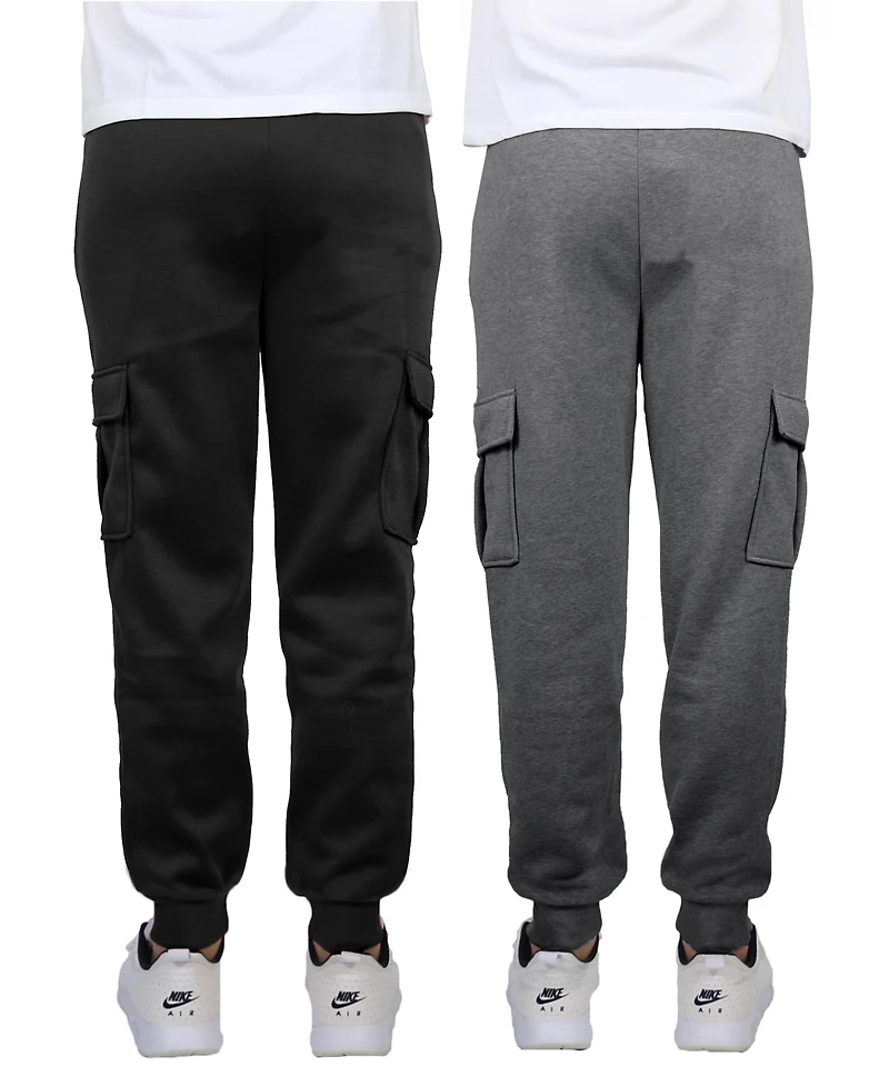 Blue Ice Men's Heavyweight Fleece-Lined Cargo Jogger Sweatpants, Pack of 2