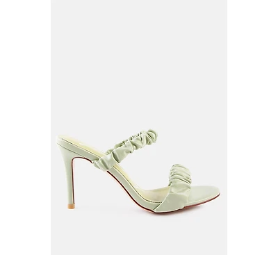 Qualie Ruched Strap Stiletto Heel Sandals
