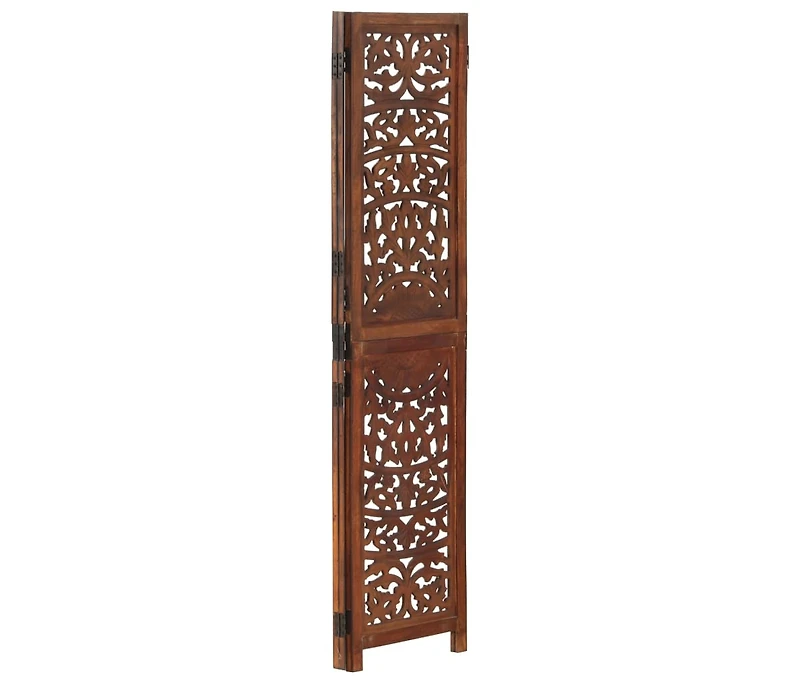 Hand carved 3-Panel Room Divider Brown 47.2"x65" Solid Mango Wood