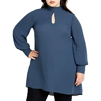 Plus Neck Tie Tunic Top