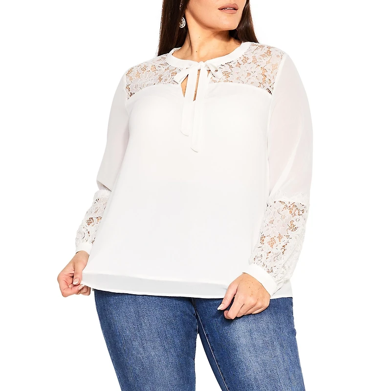 City Chic Plus Mysterious Lace Top