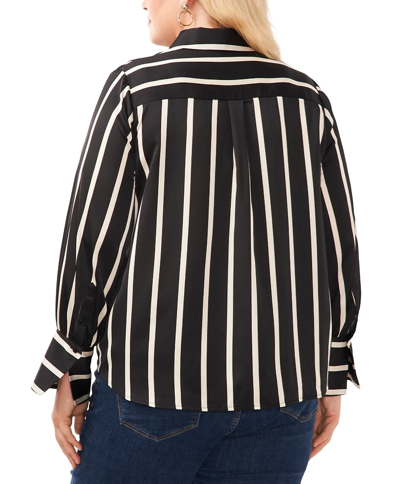 Vince Camuto Plus Striped Button-Down Bell-Sleeve Shirt