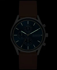 Skagen Men's Hoist Chronograph Brown Leather Watch 42mm