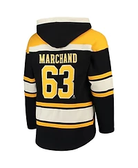 Men's '47 Brand Brad Marchand Black Boston Bruins Player Lacer Pullover Hoodie