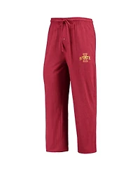 Men's Concepts Sport Cardinal, Heathered Charcoal Distressed Iowa State Cyclones Meter Long Sleeve T-shirt and Pants Sleep Set