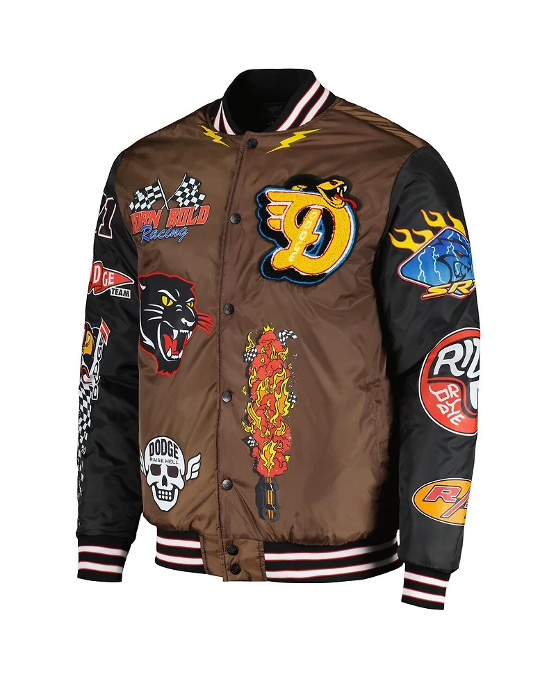 Men's and Women's Reason Brown Dodge Born Wild Racing Full-Snap Jacket