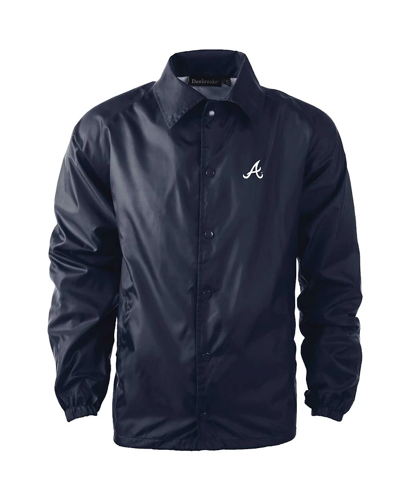 Men's Dunbrooke Navy Atlanta Braves Coach's Raglan Full-Snap Windbreaker Jacket