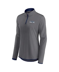 Women's Fanatics Gray Seattle Seahawks Corner Long Sleeve 1/4 Zip Top