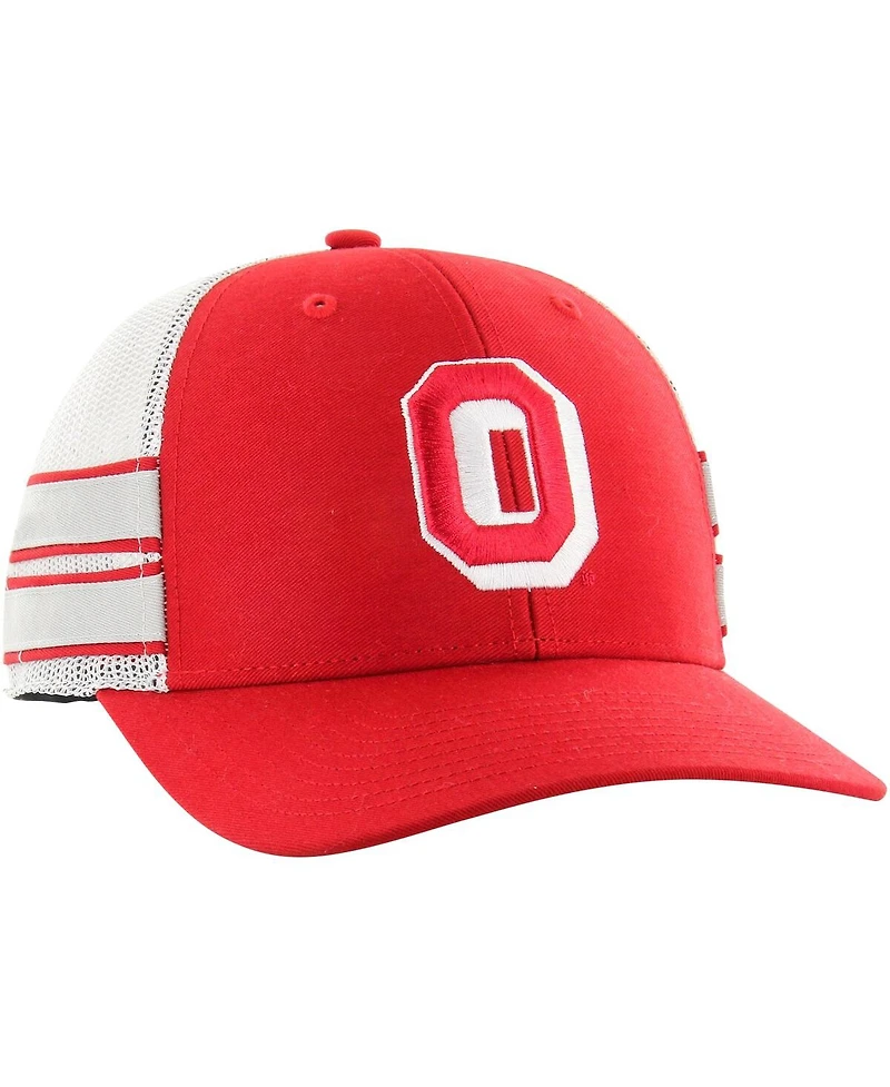 Men's '47 Brand Scarlet Distressed Ohio State Buckeyes Straight Eight Adjustable Trucker Hat