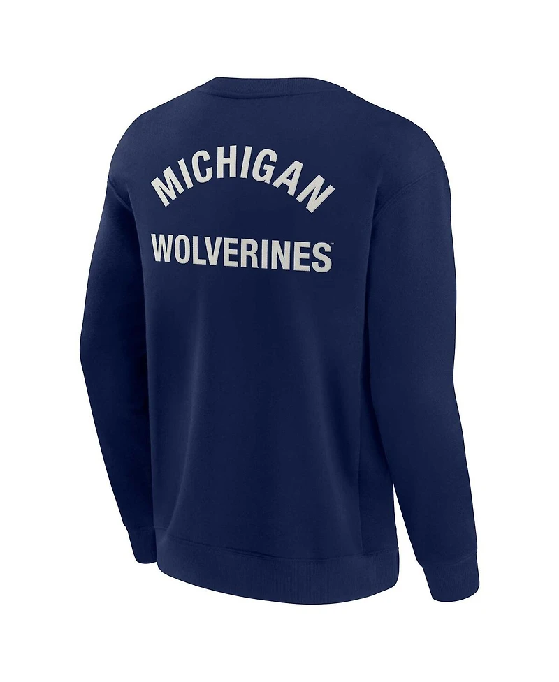 Men's and Women's Fanatics Signature Navy Michigan Wolverines Super Soft Pullover Crew Sweatshirt