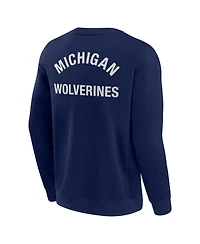 Men's and Women's Fanatics Signature Navy Michigan Wolverines Super Soft Pullover Crew Sweatshirt