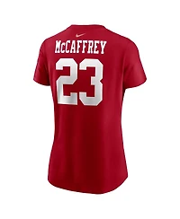Women's Nike Christian McCaffrey Scarlet San Francisco 49ers Player Name and Number T-shirt
