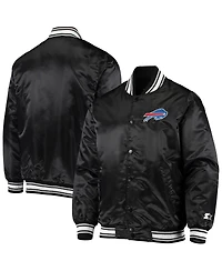Men's Starter Black Buffalo Bills Locker Room Satin Varsity Full-Snap Jacket