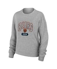 Women's Wear by Erin Andrews Heather Gray Chicago Bears Knit Long Sleeve Tri-Blend T-shirt and Pants Sleep Set