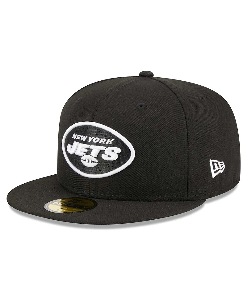 Men's New Era Black New York Jets Main Patch 59FIFTY Fitted Hat