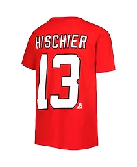 Big Boys Nico Hischier Red New Jersey Devils Player Name and Number T-shirt