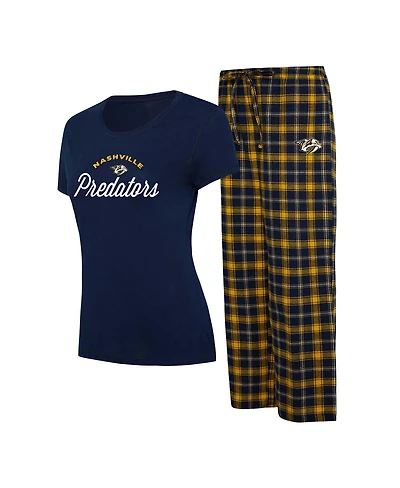 Women's Concepts Sport Navy, Gold Nashville Predators Arctic T-shirt and Pajama Pants Sleep Set