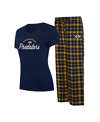 Women's Concepts Sport Navy, Gold Nashville Predators Arctic T-shirt and Pajama Pants Sleep Set