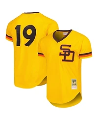 Men's Mitchell & Ness Tony Gwynn Gold San Diego Padres 1982 Authentic Cooperstown Collection Mesh Batting Practice Jersey