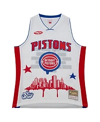 Men's Mitchell & Ness x Tats Cru White Detroit Pistons Hardwood Classics Fashion Jersey