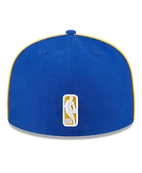 Men's New Era Royal Golden State Warriors Piped and Flocked 59Fifty Fitted Hat