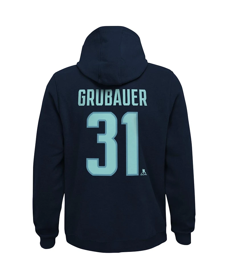 Big Boys Philipp Grubauer Navy Seattle Kraken Player Name and Number Hoodie