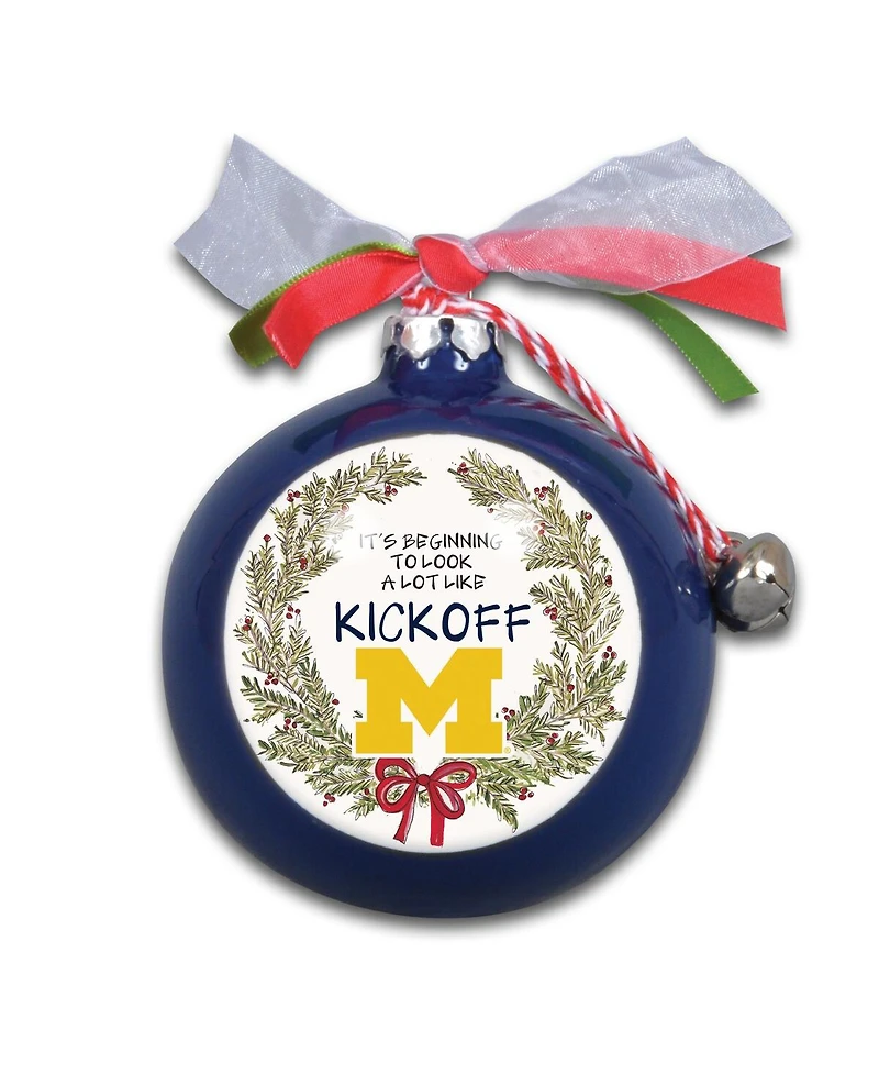 Michigan Wolverines Wreath Kickoff Painted Ornament