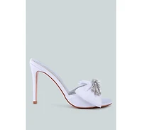 Womens Brag In Rhinestone Embellished Bow Satin Heels sandals