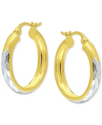 Giani Bernini Two-Tone Textured Small Hoop Earrings in Sterling Silver & 18k Gold-Plate, 20mm, Created for Macy's