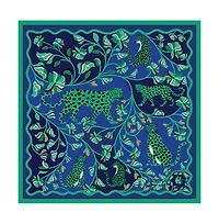 Jessie Zhao New York Double Sided Silk Scarf Of Leopards In The Verdant Wild