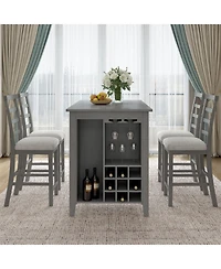 Streamdale 5-Piece Rubberwood Dining Set with Padded Chairs