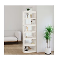 Book Cabinet/Room Divider White 23.6"x11.8"x78.5" Solid Wood Pine