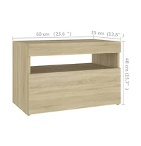 Bedside Cabinet & Led Lights 2 pcs Sonoma Oak 23.6"x13.8"x15.7"